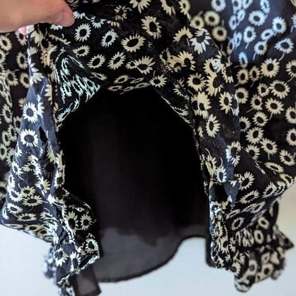 Y2K Black & White Floral Midi Dress Spaghetti Strap Whimsygoth Cottage Size 5 - Picture 8 of 10